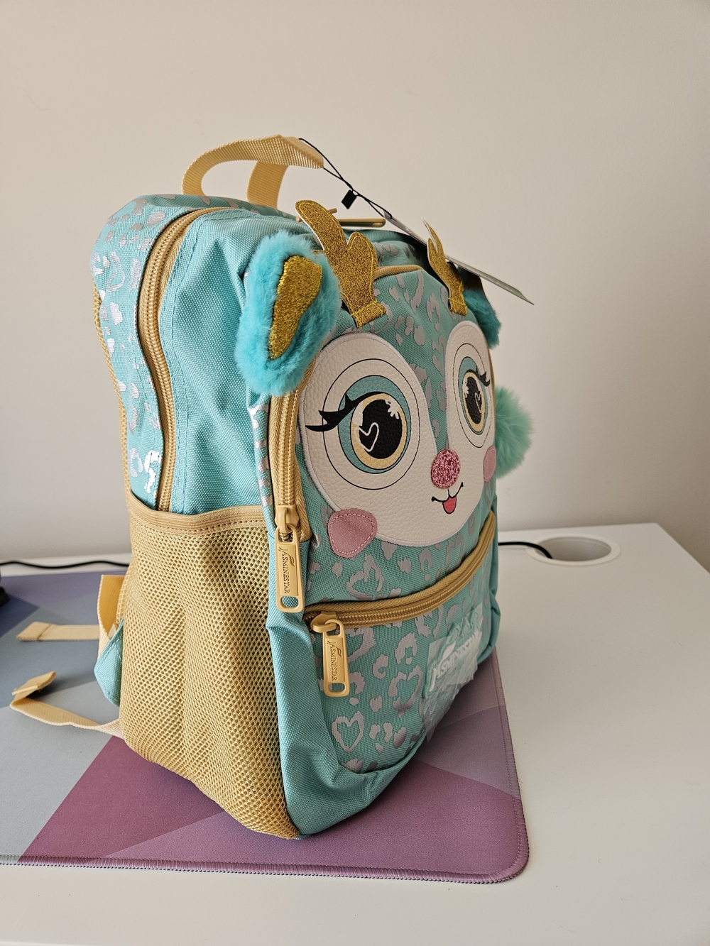 NWT Jasminestar Kids Deer Animal Backpack Teal Leopard Print School Bag